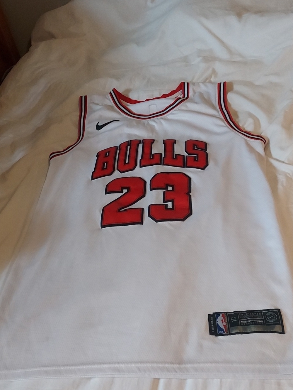 Authentic Nike Connect Michael Jordan Home White/Red Chicago Bulls #23 Jersey